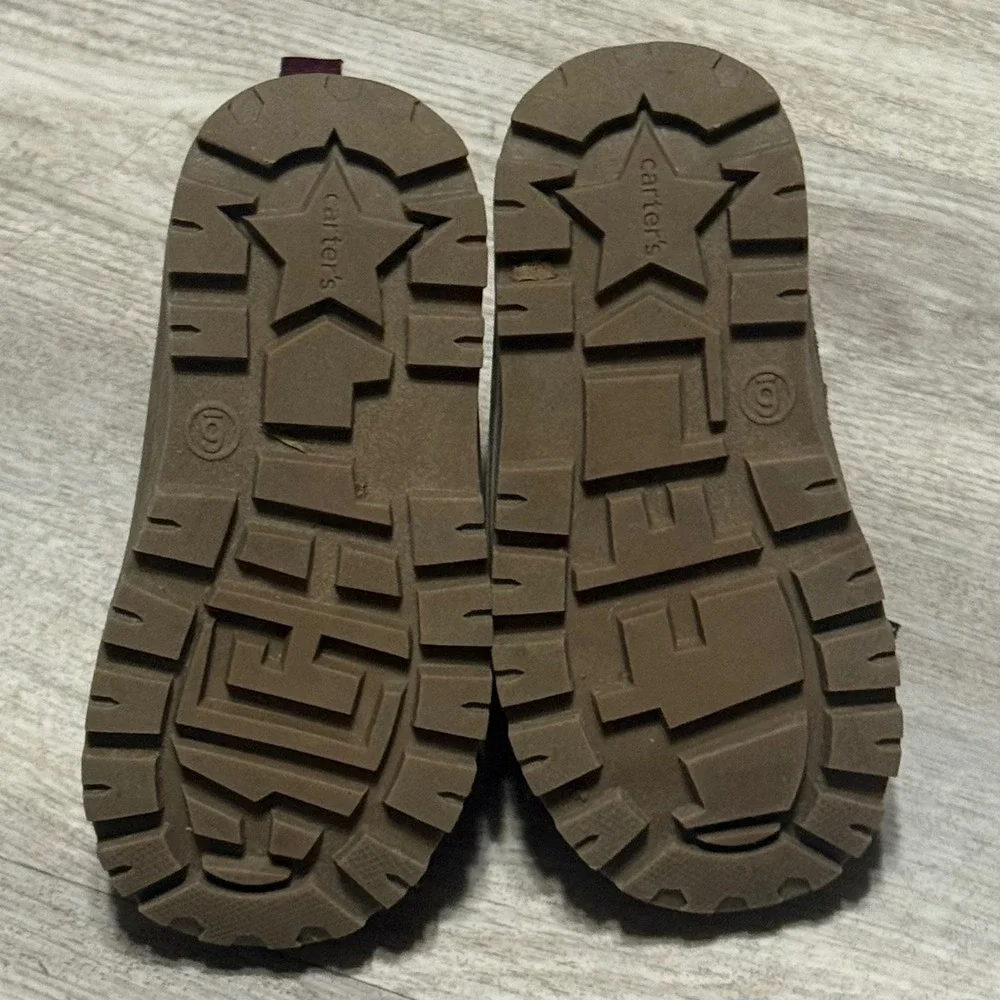 Carters Toddler Boots Ankle Winter Lace Up Hook Loop‎ Gray Blue Brown Size 6